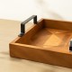 Glitzhome Set of 2 Rectangle Wooden Geometric Trays with Metal Handles