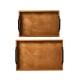 Glitzhome Set of 2 Rectangle Wooden Geometric Trays with Metal Handles
