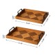 Glitzhome Set of 2 Rectangle Wooden Geometric Trays with Metal Handles