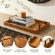 Glitzhome Set of 2 Rectangle Wooden Geometric Trays with Metal Handles
