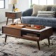 Glitzhome Set of 2 Rectangle Wooden Geometric Trays with Metal Handles
