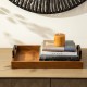 Glitzhome Set of 2 Rectangle Wooden Geometric Trays with Metal Handles