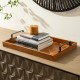 Glitzhome Set of 2 Rectangle Wooden Geometric Trays with Metal Handles