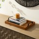 Glitzhome Set of 2 Rectangle Wooden Geometric Trays with Metal Handles
