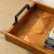 Glitzhome Set of 2 Rectangle Wooden Geometric Trays with Metal Handles
