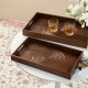 Glitzhome Set of 2 Rectangle Rubber Wood Abstract Trays with Handles