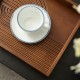 Glitzhome Set of 2 Rectangle Rubber Wood Abstract Trays with Handles