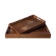 Glitzhome Set of 2 Rectangle Rubber Wood Abstract Trays with Handles