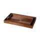 Glitzhome Set of 2 Rectangle Rubber Wood Abstract Trays with Handles