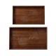 Glitzhome Set of 2 Rectangle Rubber Wood Abstract Trays with Handles