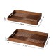 Glitzhome Set of 2 Rectangle Rubber Wood Abstract Trays with Handles