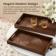 Glitzhome Set of 2 Rectangle Rubber Wood Abstract Trays with Handles