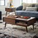 Glitzhome Set of 2 Rectangle Rubber Wood Abstract Trays with Handles