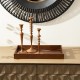 Glitzhome Set of 2 Rectangle Rubber Wood Abstract Trays with Handles