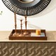 Glitzhome Set of 2 Rectangle Rubber Wood Abstract Trays with Handles