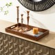 Glitzhome Set of 2 Rectangle Rubber Wood Abstract Trays with Handles