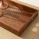 Glitzhome Set of 2 Rectangle Rubber Wood Abstract Trays with Handles