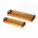 Glitzhome Set of 2 Rectangle Acacia Wood Trays with Metal Handles