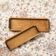 Glitzhome Set of 2 Rectangle Acacia Wood Trays with Metal Handles