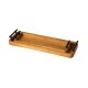 Glitzhome Set of 2 Rectangle Acacia Wood Trays with Metal Handles