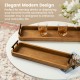 Glitzhome Set of 2 Rectangle Acacia Wood Trays with Metal Handles
