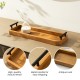 Glitzhome Set of 2 Rectangle Acacia Wood Trays with Metal Handles