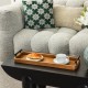 Glitzhome Set of 2 Rectangle Acacia Wood Trays with Metal Handles