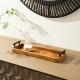 Glitzhome Set of 2 Rectangle Acacia Wood Trays with Metal Handles