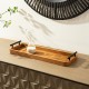 Glitzhome Set of 2 Rectangle Acacia Wood Trays with Metal Handles