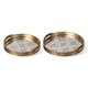Glitzhome Set of 2 Round Gold Abstract Mirrored Trays with Handles