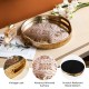 Glitzhome Set of 2 Round Gold Abstract Mirrored Trays with Handles