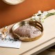 Glitzhome Set of 2 Round Gold Abstract Mirrored Trays with Handles