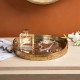 Glitzhome Set of 2 Round Gold Abstract Mirrored Trays with Handles
