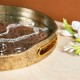 Glitzhome Set of 2 Round Gold Abstract Mirrored Trays with Handles