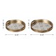Glitzhome Set of 2 Round Gold Abstract Mirrored Trays with Handles