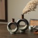 Glitzhome Set of 2 Modern Two-tone Color with Circle Hollow Ceramic Table Vases