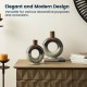 Glitzhome Set of 2 Modern Two-tone Color with Circle Hollow Ceramic Table Vases