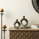 Glitzhome Set of 2 Modern Two-tone Color with Circle Hollow Ceramic Table Vases