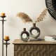 Glitzhome Set of 2 Modern Two-tone Color with Circle Hollow Ceramic Table Vases