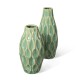 Glitzhome Set of 2 Modern Geometric Green Ceramic Table Vases