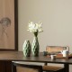 Glitzhome Set of 2 Modern Geometric Green Ceramic Table Vases