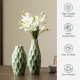 Glitzhome Set of 2 Modern Geometric Green Ceramic Table Vases