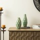 Glitzhome Set of 2 Modern Geometric Green Ceramic Table Vases