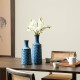 Glitzhome Set of 2 Modern Brilliant Blue Chevron Ceramic Table Vases