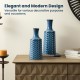 Glitzhome Set of 2 Modern Brilliant Blue Chevron Ceramic Table Vases