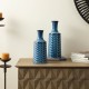 Glitzhome Set of 2 Modern Brilliant Blue Chevron Ceramic Table Vases