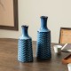 Glitzhome Set of 2 Modern Brilliant Blue Chevron Ceramic Table Vases