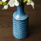 Glitzhome Set of 2 Modern Brilliant Blue Chevron Ceramic Table Vases