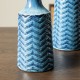 Glitzhome Set of 2 Modern Brilliant Blue Chevron Ceramic Table Vases