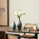 Glitzhome Set of 2 Modern Spiraling Artistry Turquoise Ceramic Table Vases
